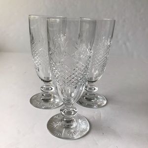 Set of 3 Vintage Cut Crystal Water Goblets